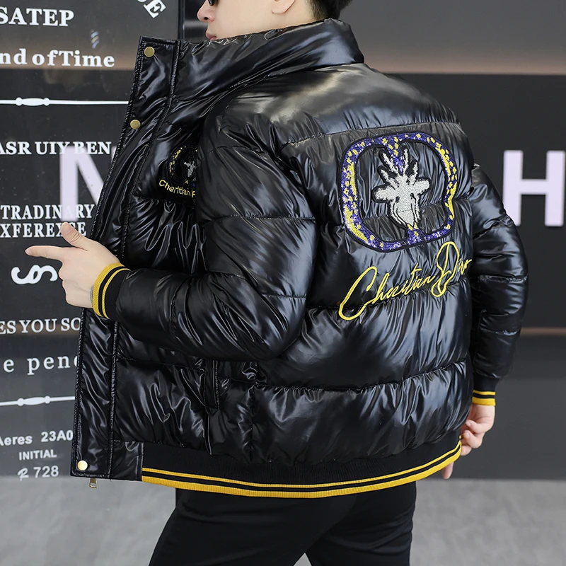 顿奇摩费涅棉服男冬季潮牌加厚保暖立领男士棉衣外套冬装亮面棉袄