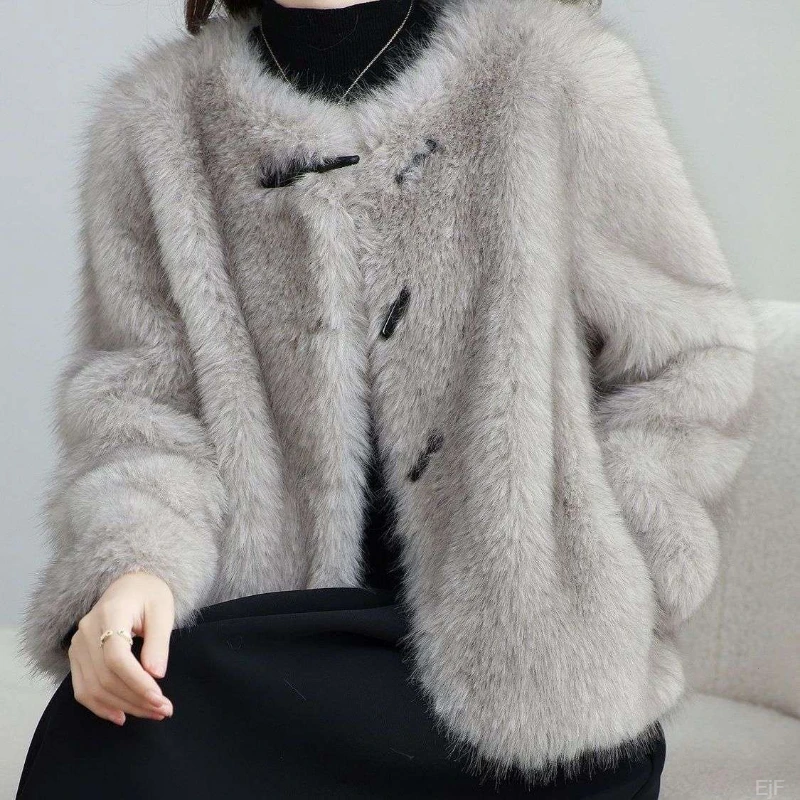 小香风轻奢女狐狸毛上衣宽松高个子新款大衣女拍照必备小香风外套