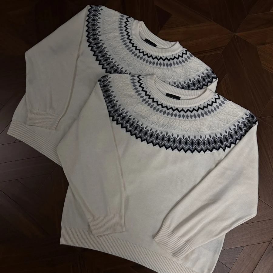 A396 费尔岛针织毛衣男女Cleanfit轻奢老钱圆领插肩上衣秋冬