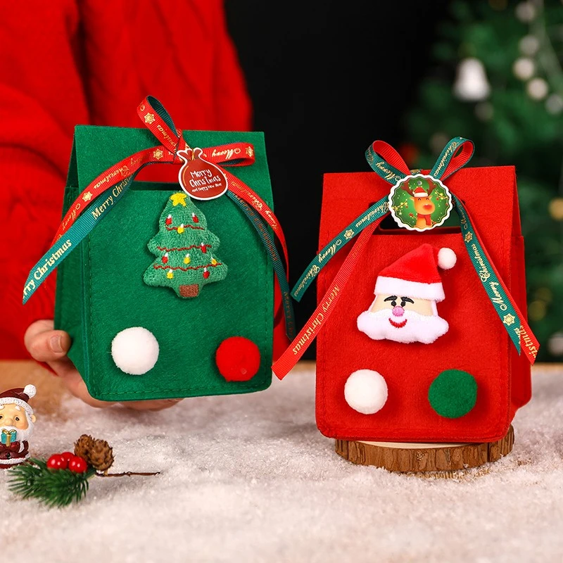 平安果袋子圣诞节礼品袋平安夜苹果袋毛毡手提糖果礼物包装盒礼盒