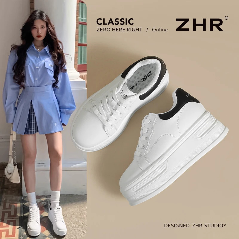 ZHR/则则8CM厚底小白鞋女新款增高轻便显高休闲鞋小个子舒适板鞋