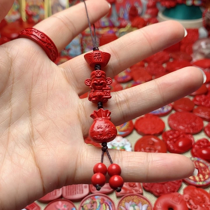 天然辰砂工艺品朱砂手机坠