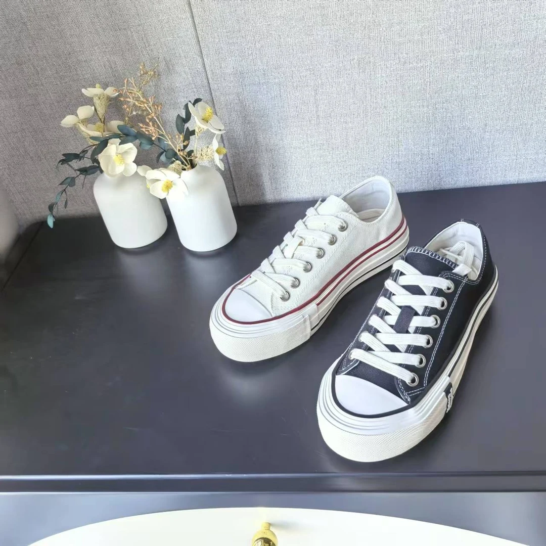 6801-2春秋新款低帮百搭厚底增高女鞋帆布鞋