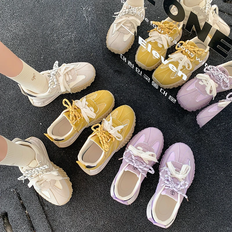 【多巴胺】女鞋厚底轻便德训鞋女新款爆款鞋百搭休闲运动鞋218-6