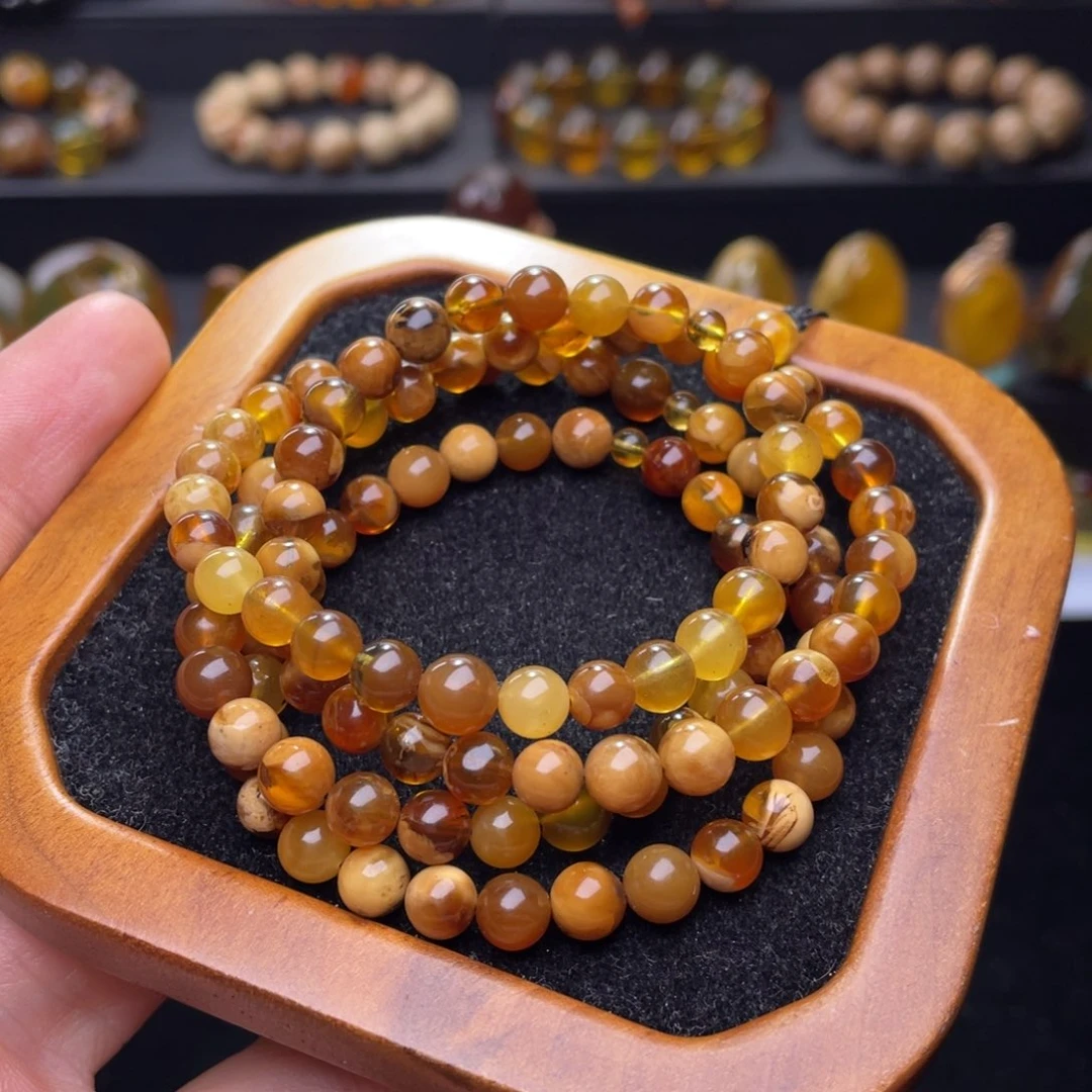 琥珀未镶嵌颈饰6mm蜜宝108