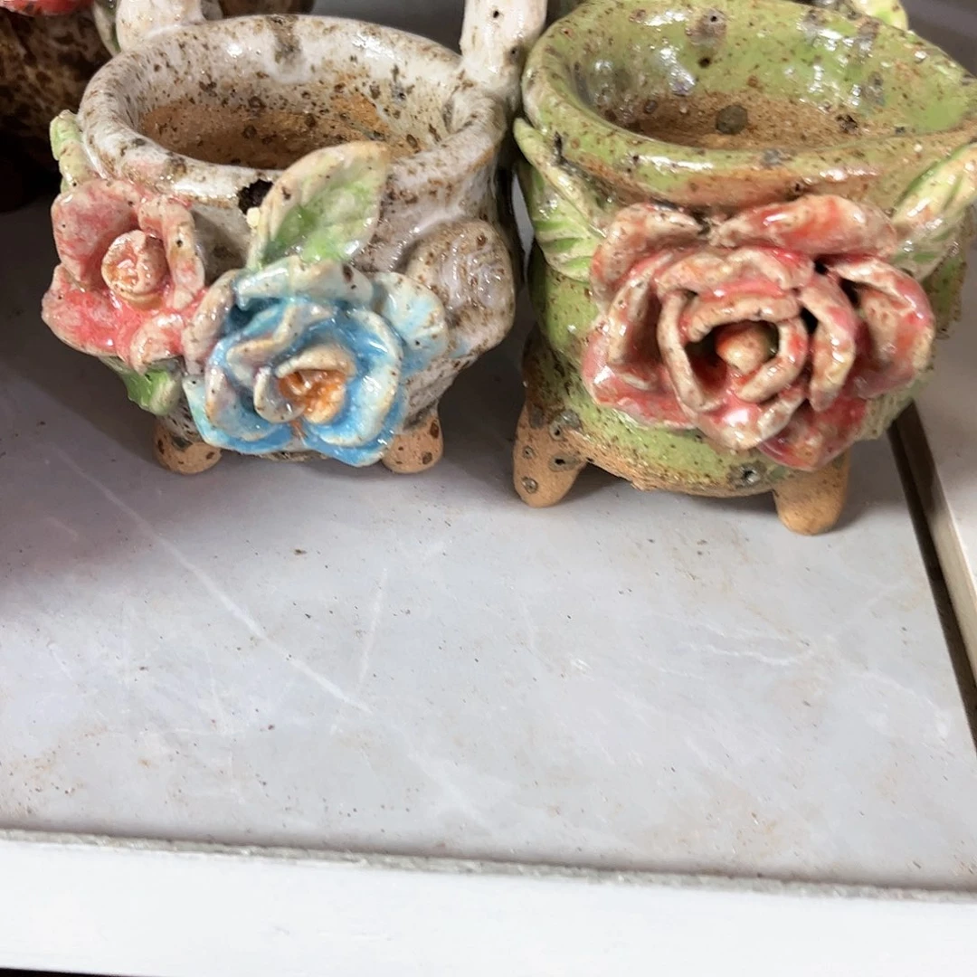 泥塑小****_古镇炻陶花盆