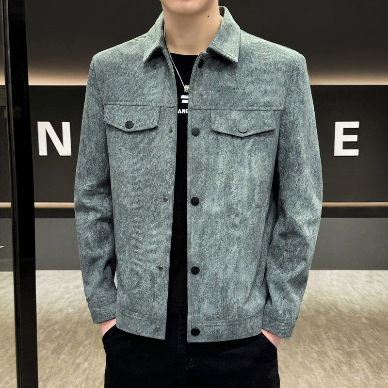 2025春季男士时尚休闲夹克韩版修身潮流翻领帅气百搭外套5604