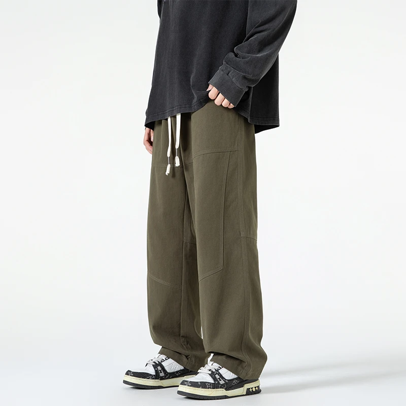 高街日系潮流潮抽绳ins百搭休闲裤纯色时尚宽松青春活力复古长裤