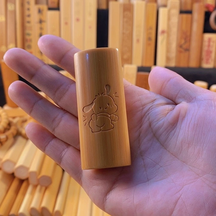 竹实心竹椭扁手把件