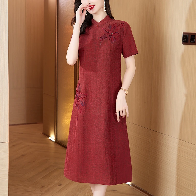 上档次高级感连衣裙女2025年新款喜婆婆婚宴装时尚妈妈夏季中长裙