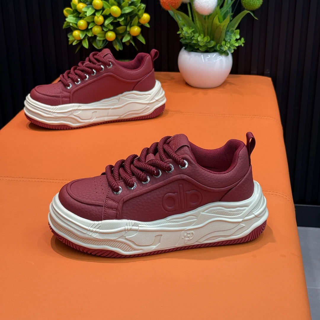 欧洲站男鞋2025新款厚底增高板鞋秋季皮面百搭运动休闲老爹鞋子男