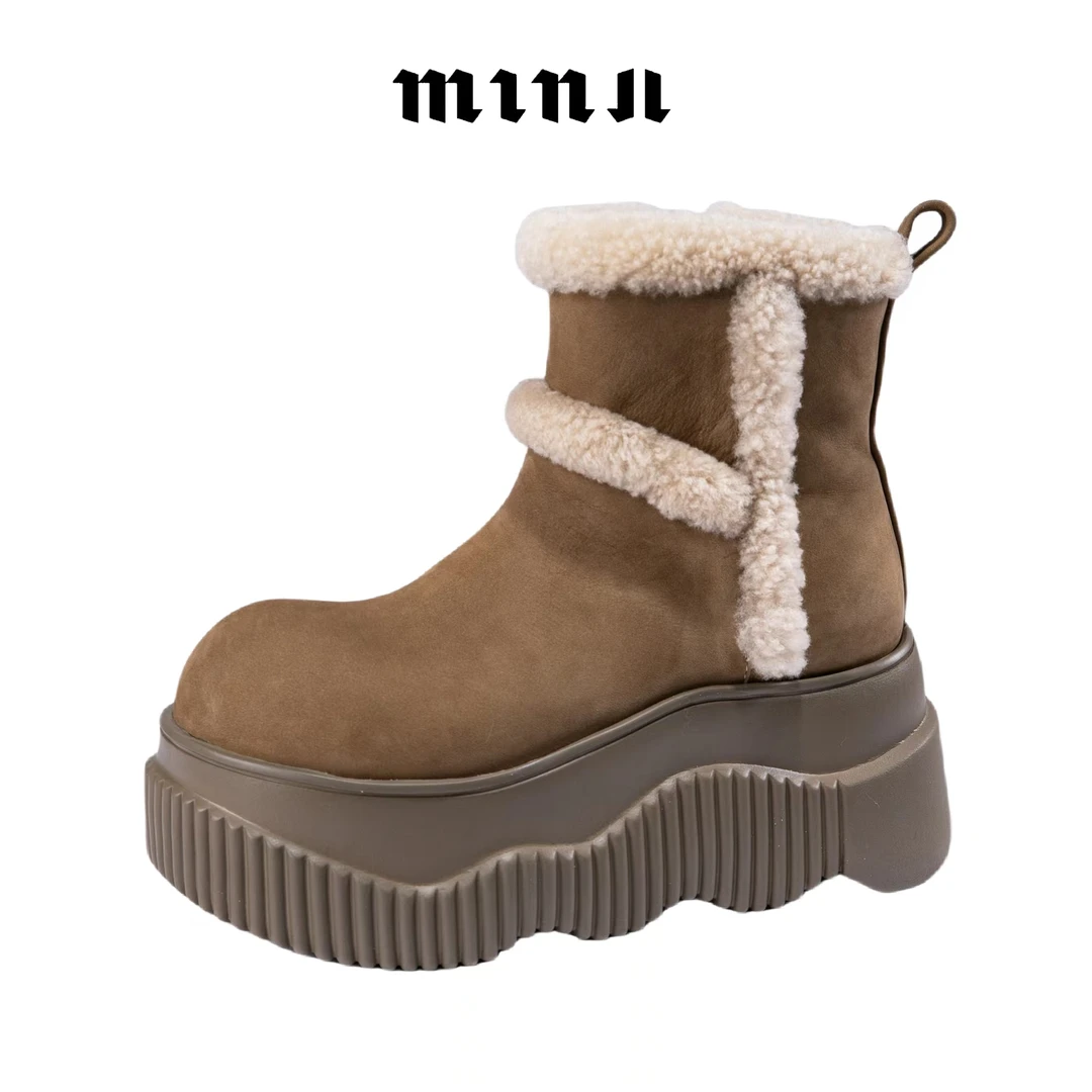 知足敏儿原创正品新款加绒保暖棉鞋厚底增高毛毛靴680-53冬季
