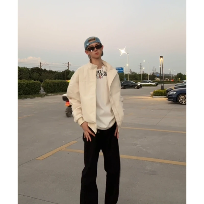 美式秋季教练夹克三防立领休闲纯色复古男款户外工装飞行百搭外套