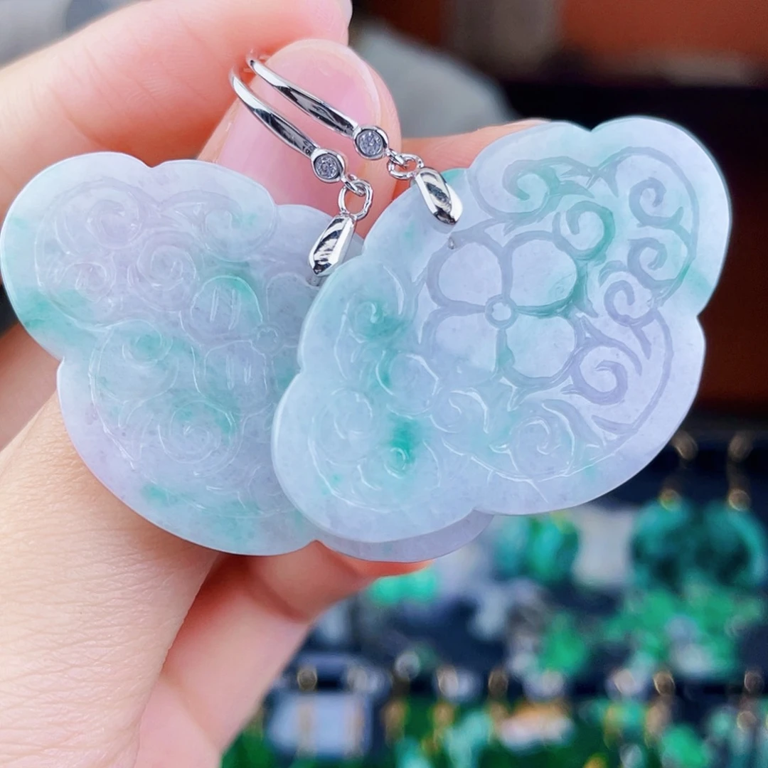 翡翠银S925镶嵌耳饰