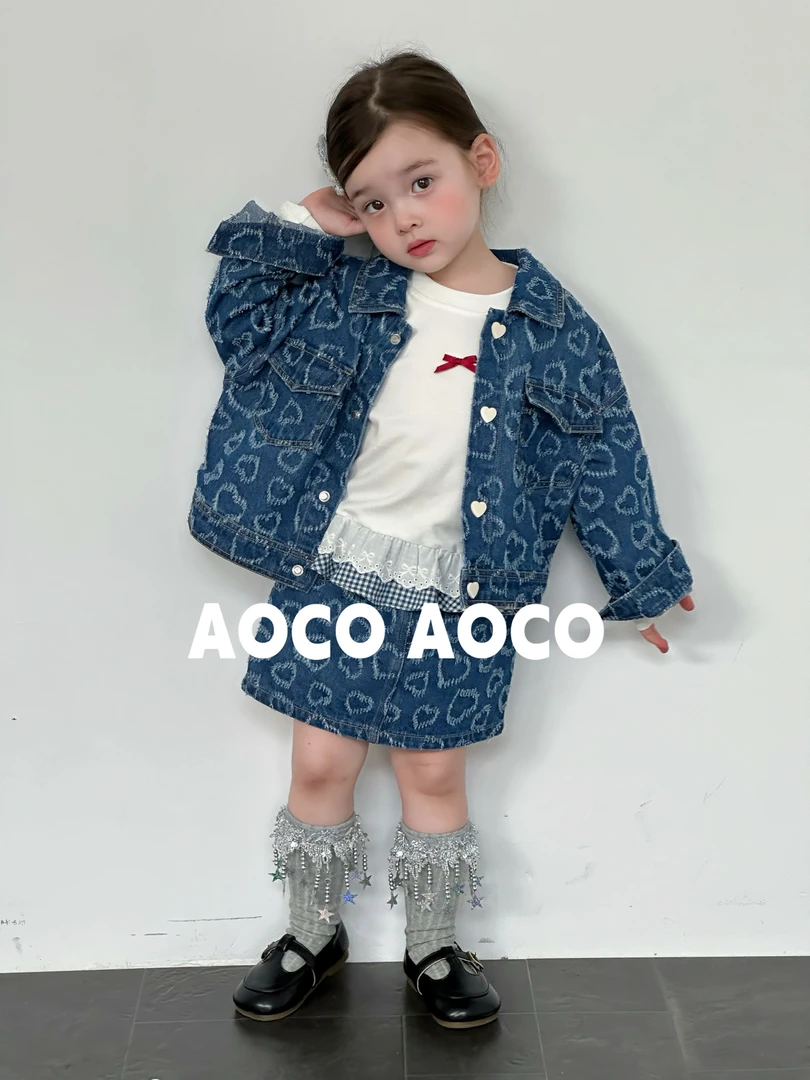 奥可-打底衫牛仔马甲短裙三件套-8005+8030