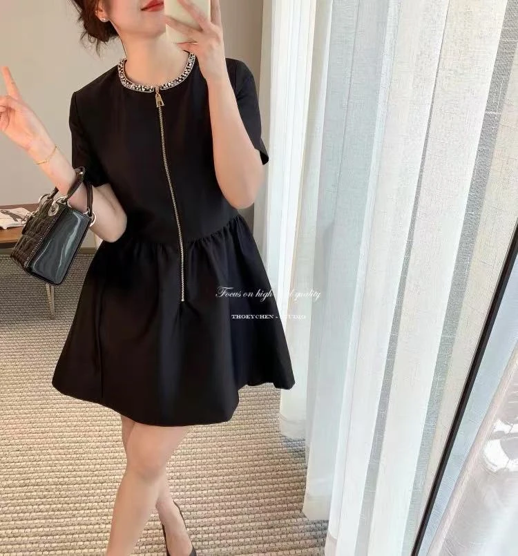 【杭州·伊芙M】NN179-时尚女装设计感新款连衣裙法式收腰气质显瘦