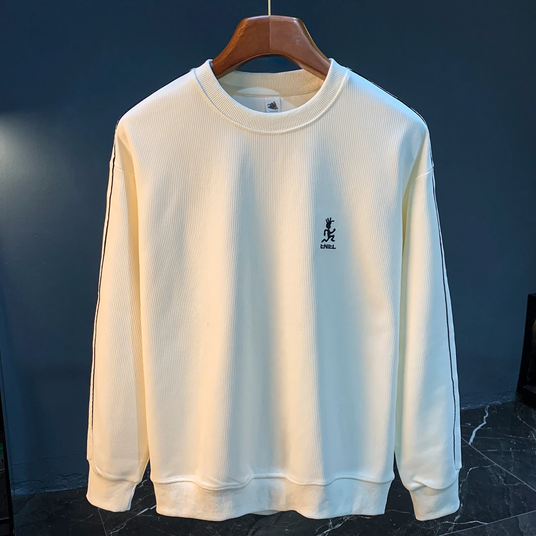 JJ秋季新款卫衣男2025年潮流无帽宽松大码长袖衫休闲圆领体恤衫男