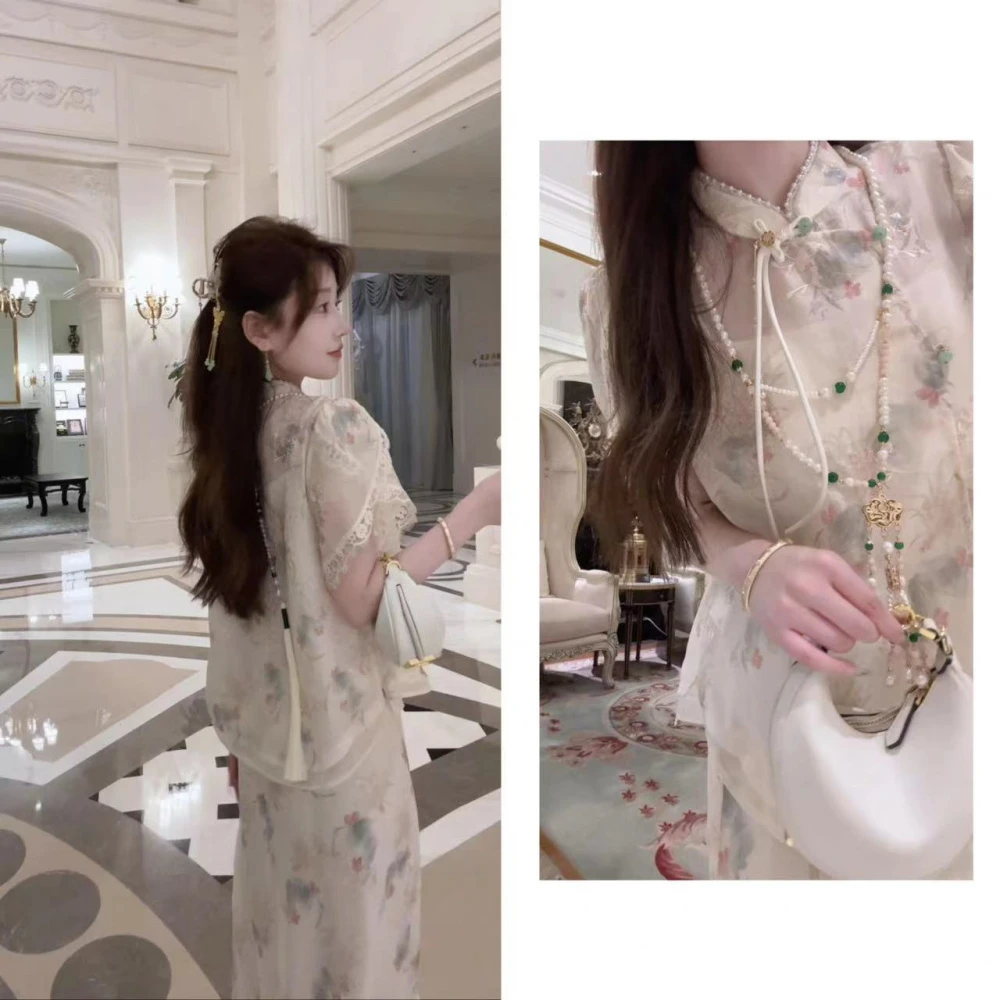 【婷婷】《江南水墨》温婉感！晕染感水墨国风套装2FTX237