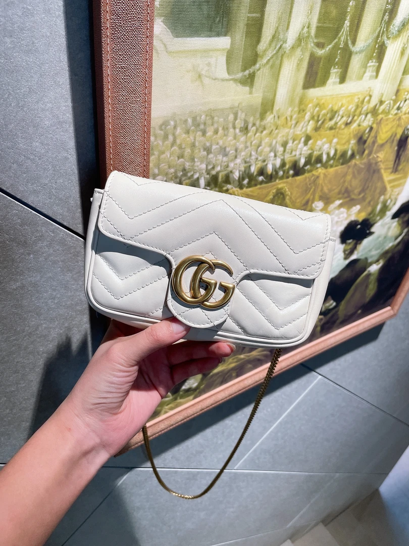 95新 GUCCI/古驰 帝爵鹏哥直播专享/GUCCI/白色马蒙单肩包