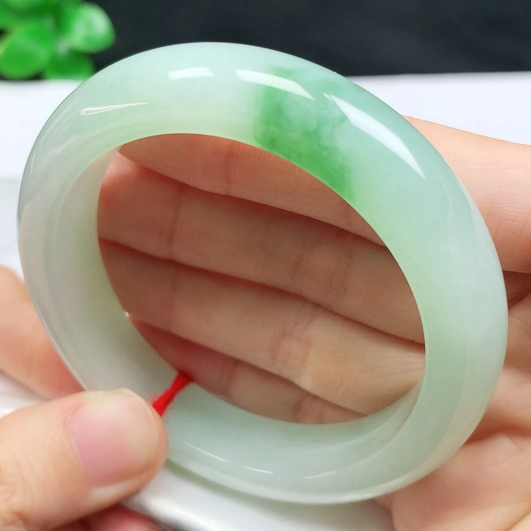 未镶嵌手镯翡翠51.8圈口冰甜绿364