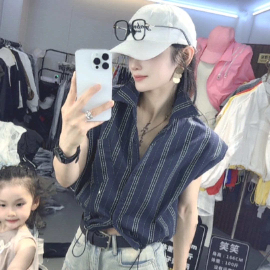 【C度笑笑力推】99583新品时尚小众意法高货苎麻短款衬衣