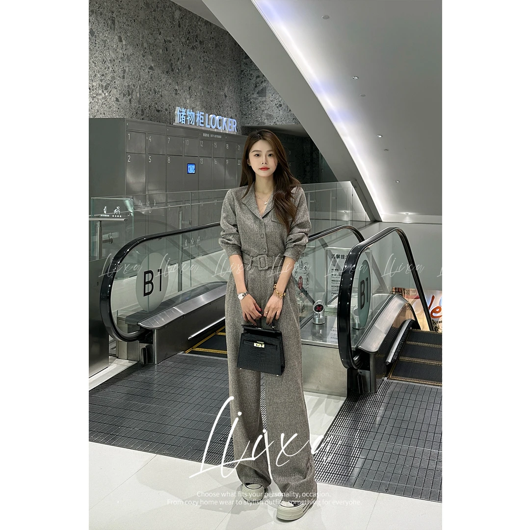 【雨薇】25春季新款休闲时尚套装高腰显瘦减龄阔腿裤两件套L51TZ053