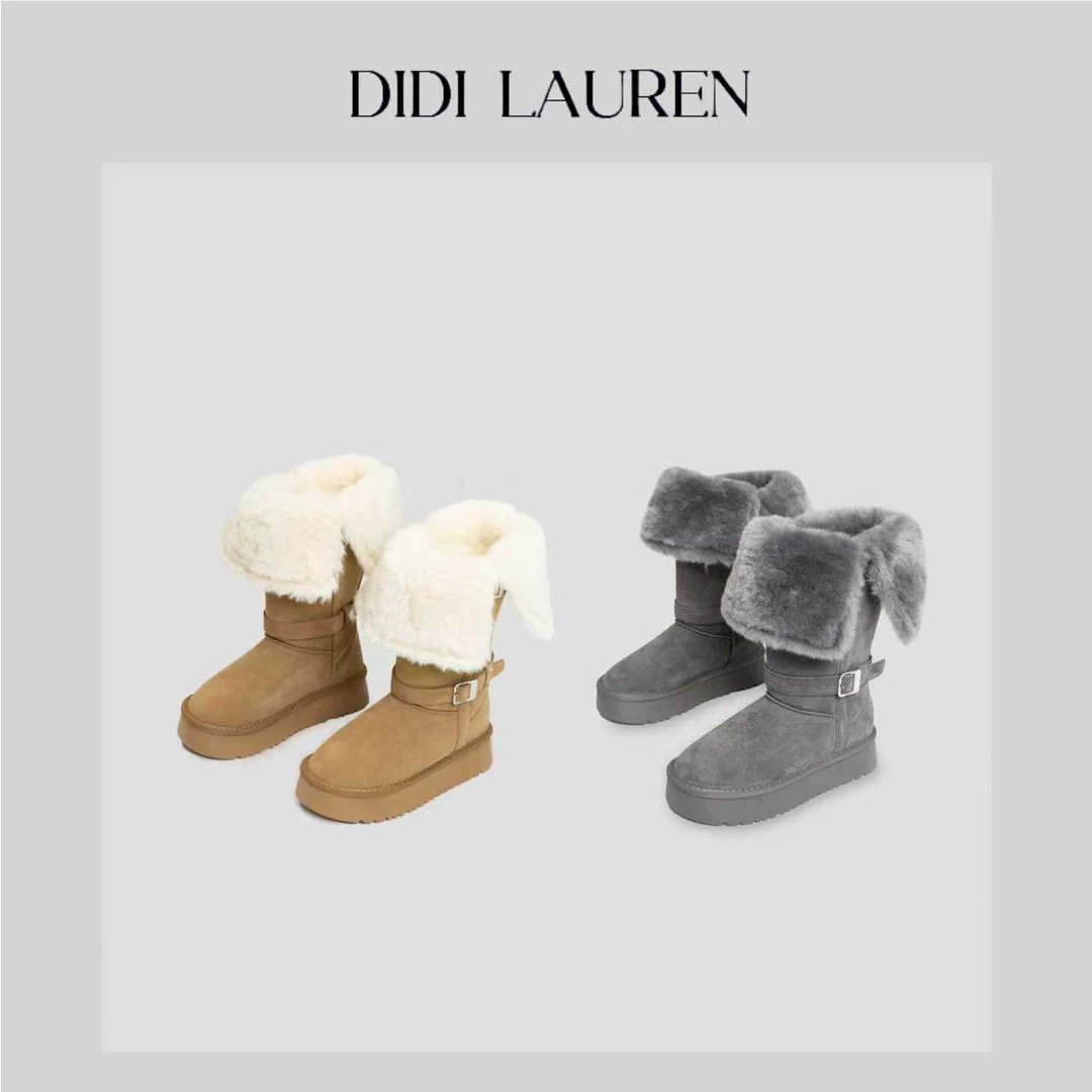 DIDI LAUREN“瑞士雪景”时尚加绒款高筒厚底雪地靴增高4cm