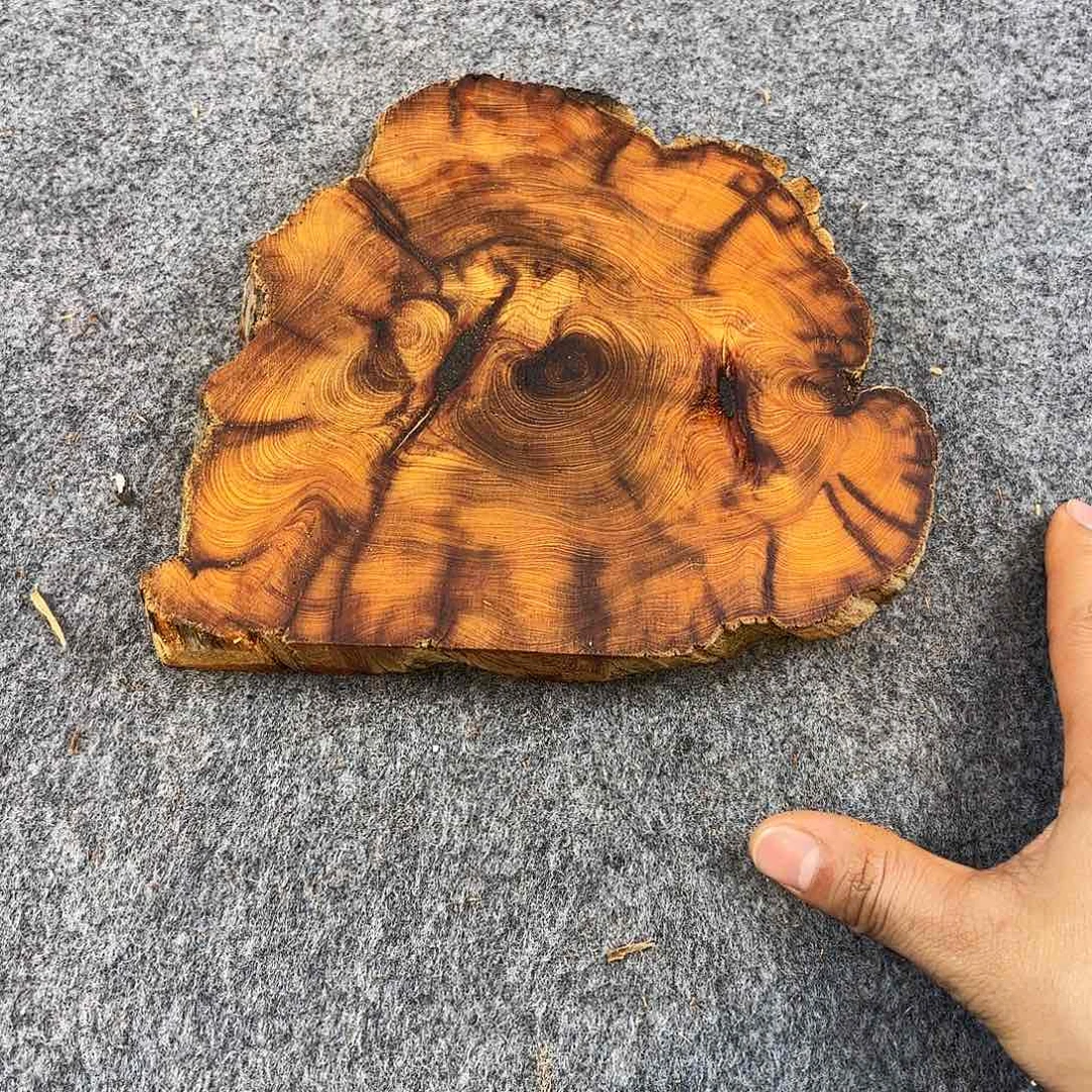 崖柏黑乌金妖花炫纹原木料 开串料子