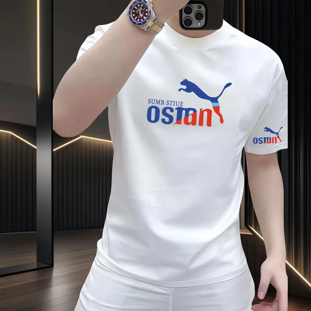 夏季索罗娜棉质冰丝凉感男版新款潮牌短袖时尚百搭圆领男上衣