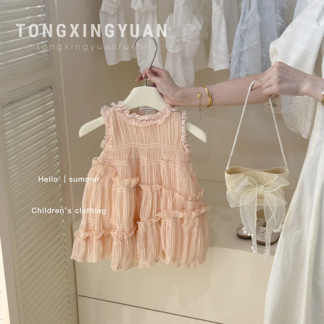 花边背心女童连衣裙夏装小女孩洋气公主裙儿童2025新款女宝裙子夏