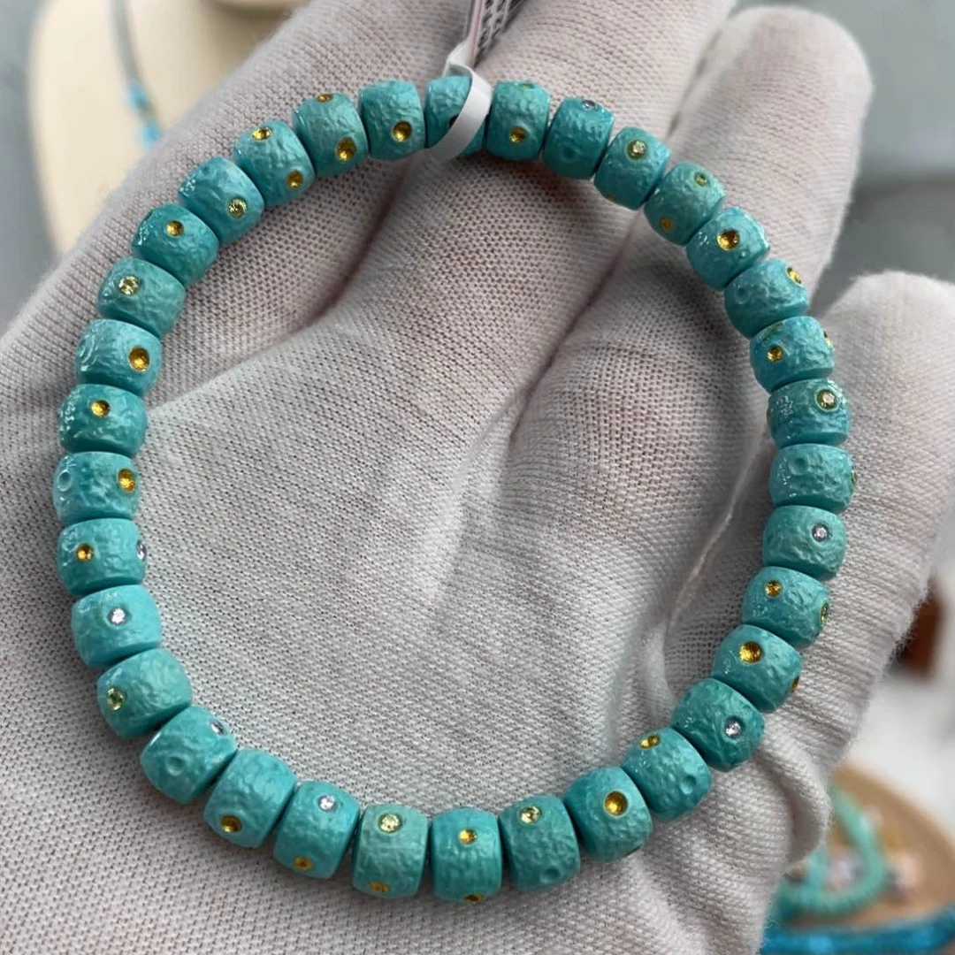 绿松石手链未镶嵌玉化星球直切卡6+