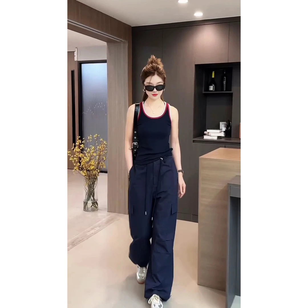 撞色无袖背心女2025早秋新款内搭外穿修身显瘦上衣韩系精品棉吊带