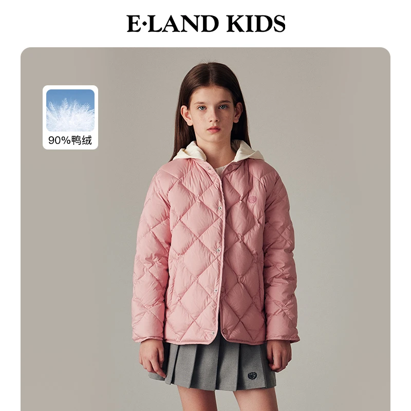 【商场同款90%鸭绒】E·LAND KIDS年冬季男女童连帽羽绒服EKJDE4T11A