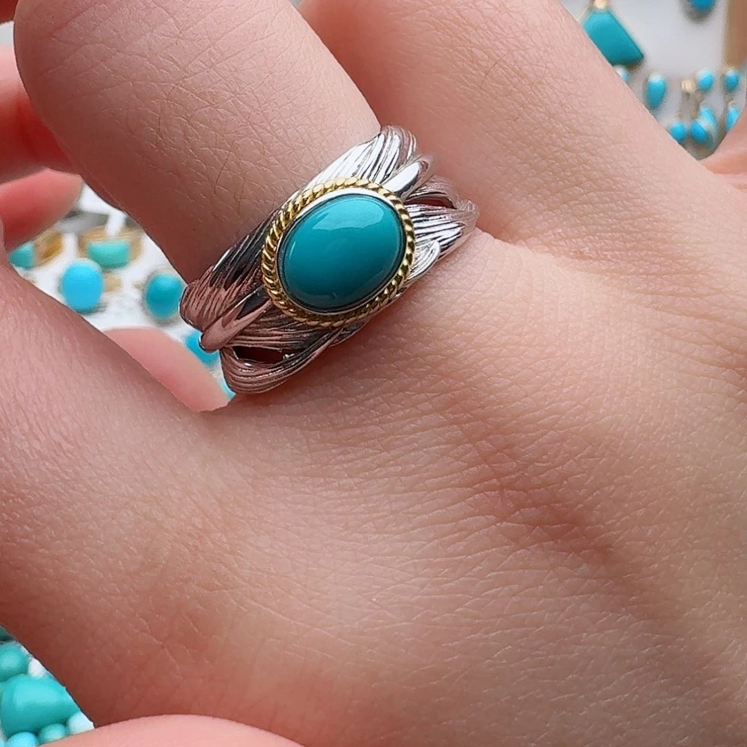 绿松石银S925镶嵌戒指