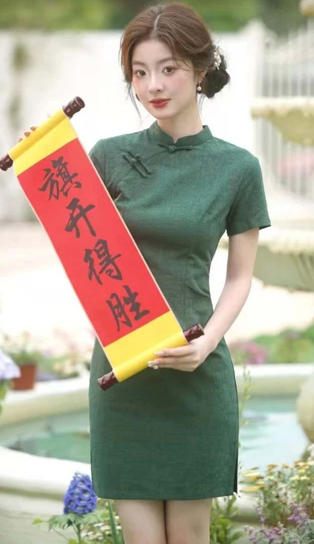 【旗开得胜】复古夏季送考新中式旗袍气质显瘦