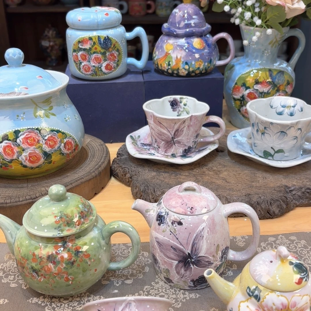 景德镇手绘高温釉下彩陶瓷茶具