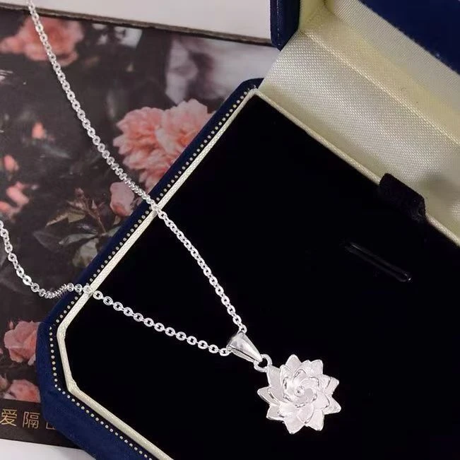 坠链均足银 吊坠足银 9999 莲花吊坠实心精美 6g 货号068