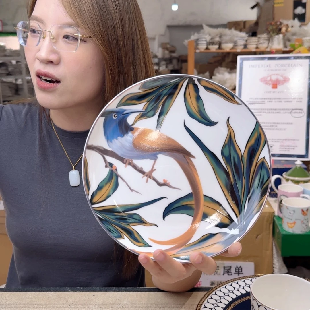 瓷高骨瓷8英寸月光盘20cm2个外贸骨瓷