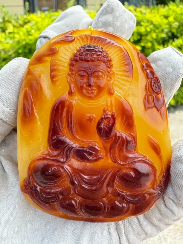 假一赔十,天然琥珀蜜蜡,蜜蜡吊坠,阿弥陀佛吊坠 编79 多样性发