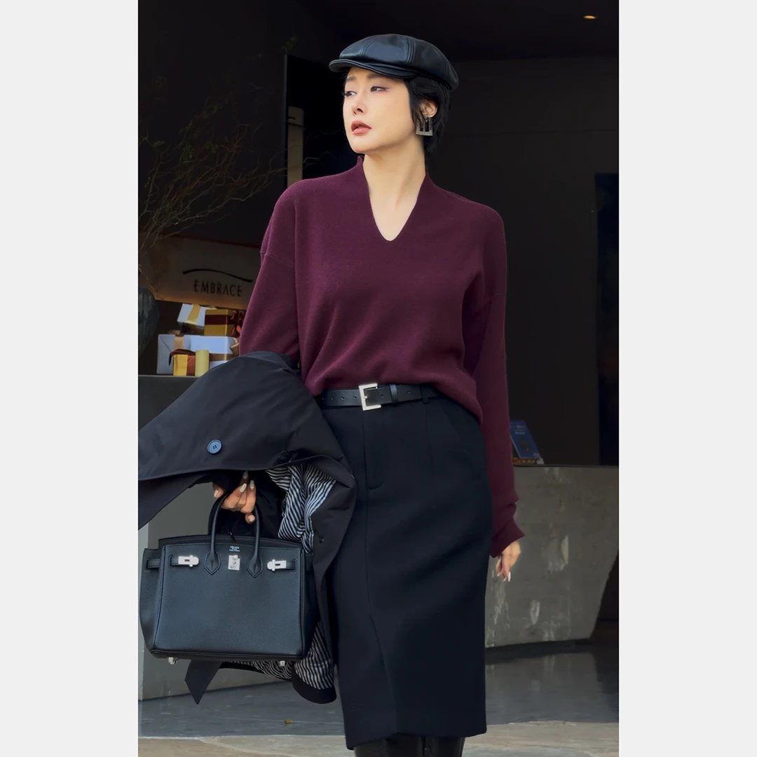 【这个调调】玩领型 高智风全羊毛加密12针廓形宽松百搭毛衣