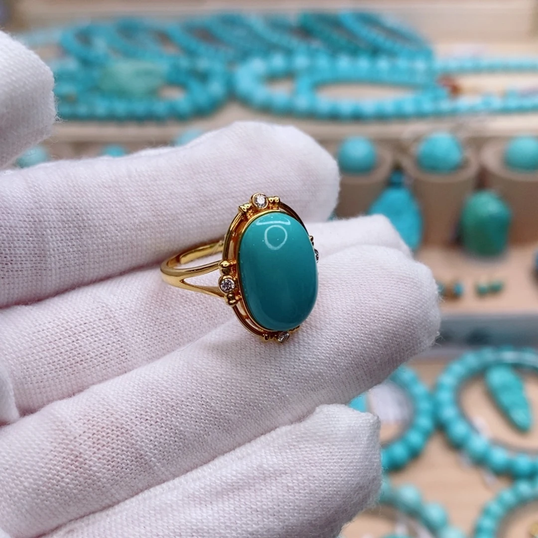 绿松石18K金镶嵌珠宝奇石