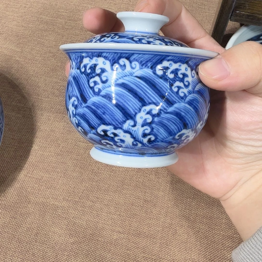 摆件瓷宇泽堂海水霸王龙盖碗