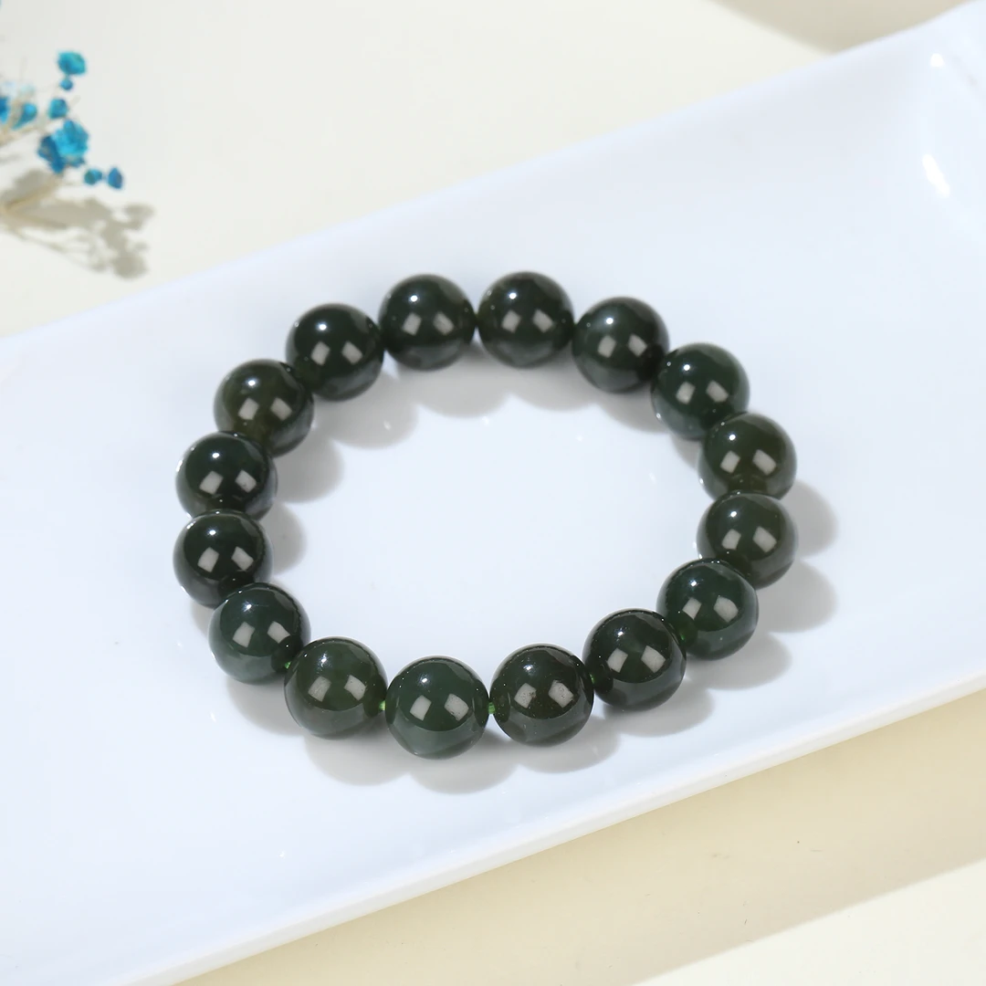 HW【麦子家族618大促】天然和田玉手串卡11-12圆珠单圈SC583-11