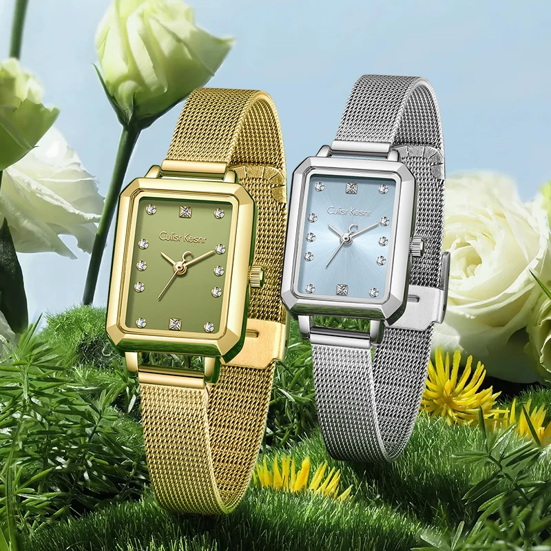 Culisr Kesnr小方糖手表女款轻奢时尚抹茶绿表七夕送女友礼物腕表