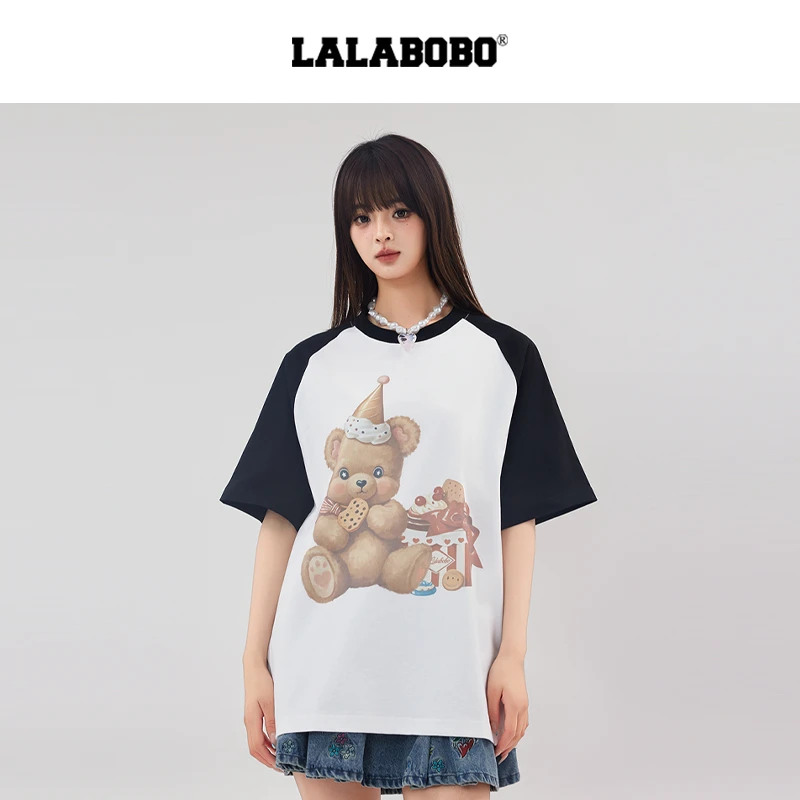 7349【金拐子】T恤夏新款女原创潮牌短袖撞色印花上衣