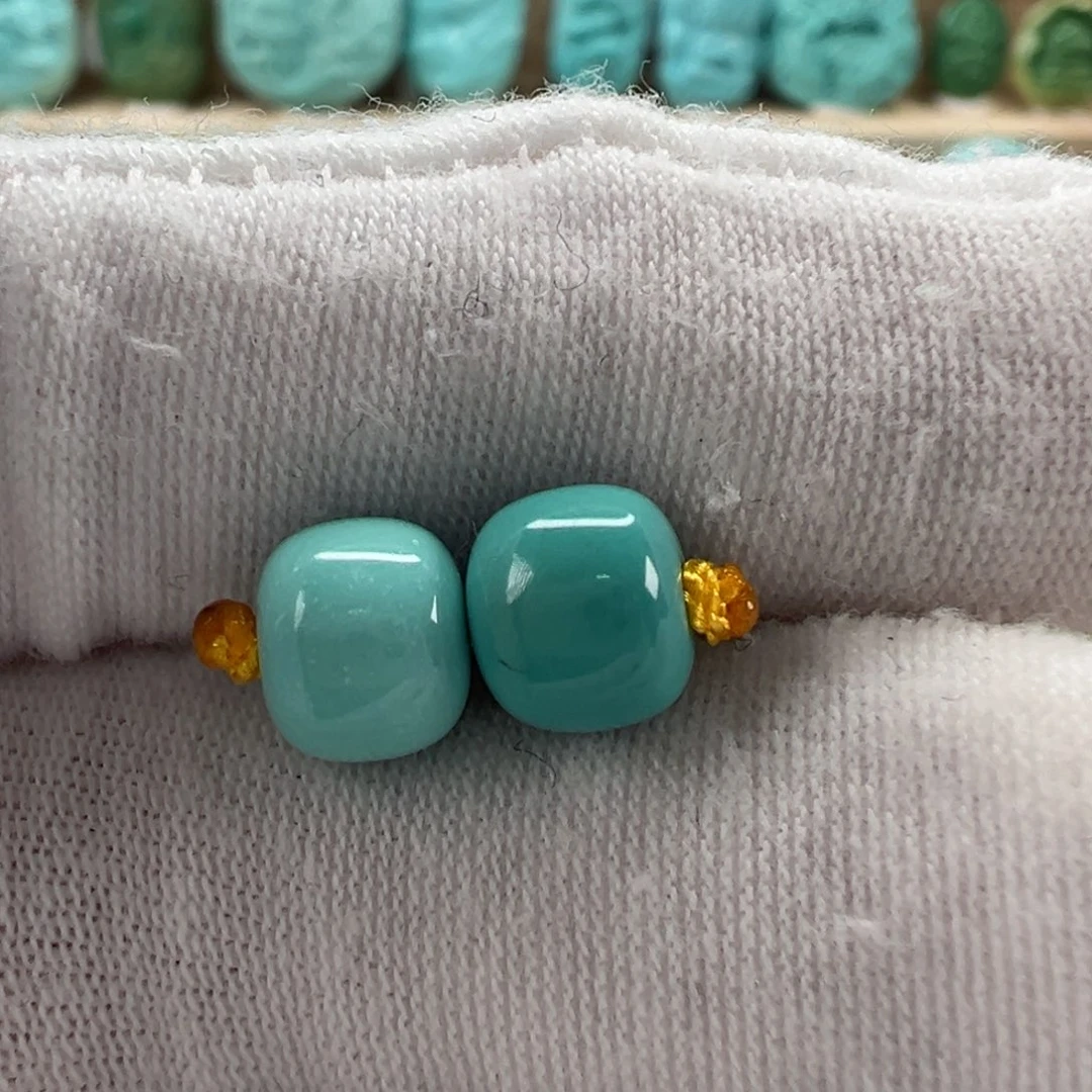 未镶嵌绿松石老型对珠7.5x6.3mm