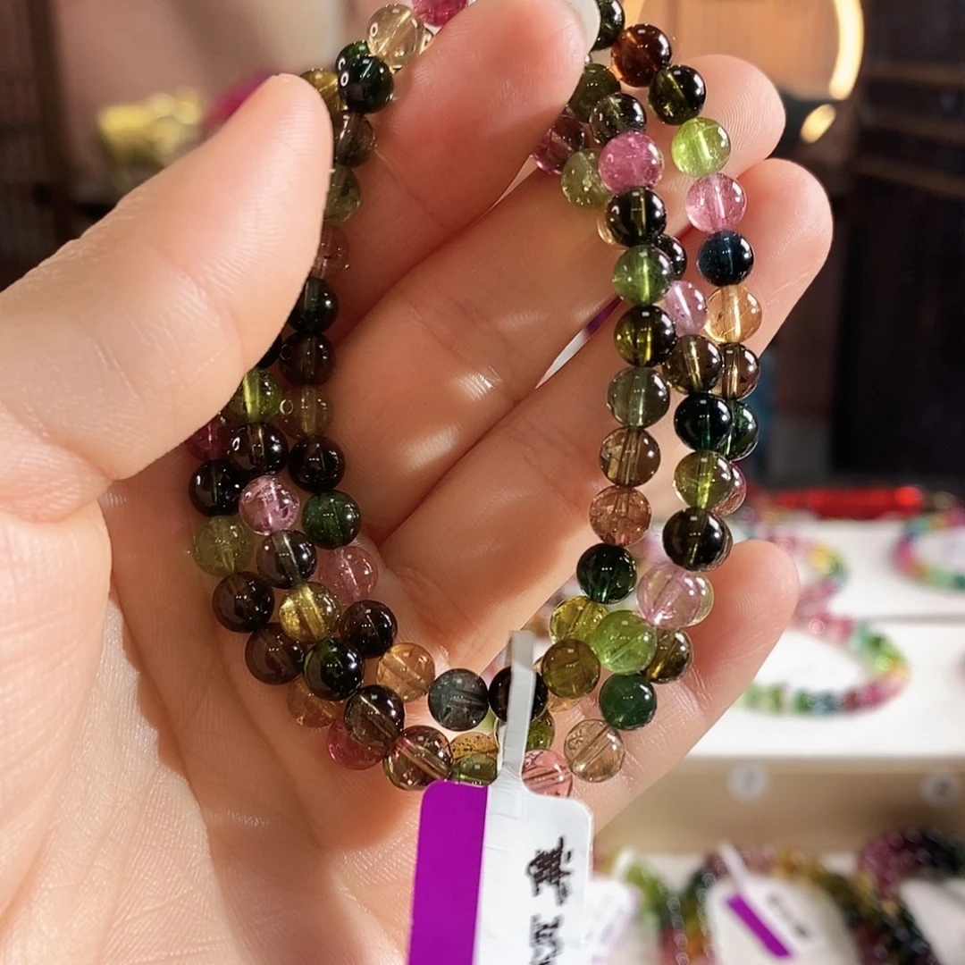 碧玺手链未镶嵌G2606三圈颜色微差