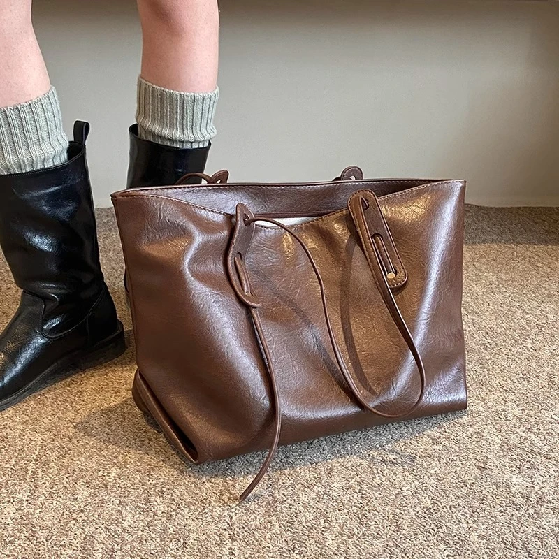 复古大容量包包女2025新款秋冬大学生上课单肩包休闲通勤包托特包