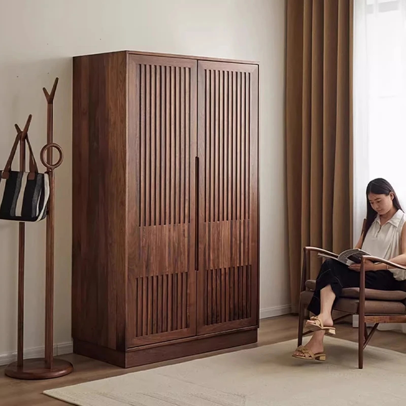 致典北美黑胡桃木衣柜家用卧室实木衣柜北欧两门新家入住必备家具