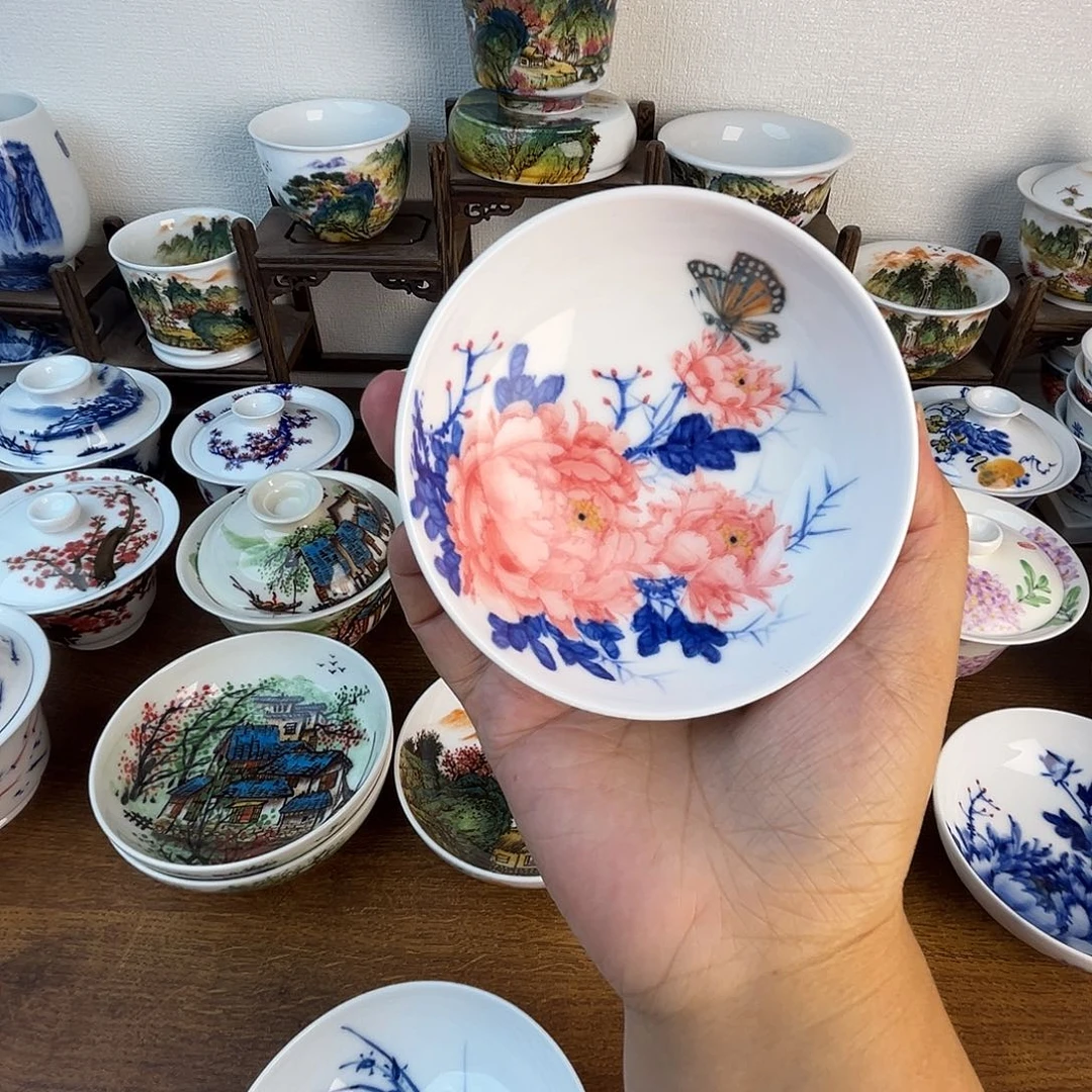 忠意堂釉下彩红牡丹